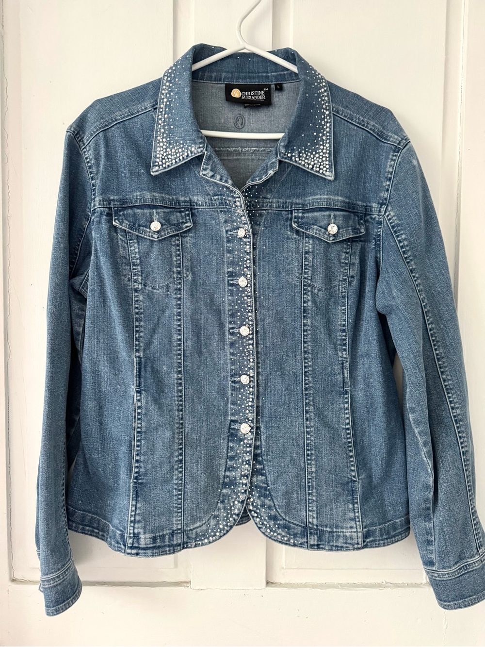 Christine Alexander Rhinestone Embellished Denim Jacket